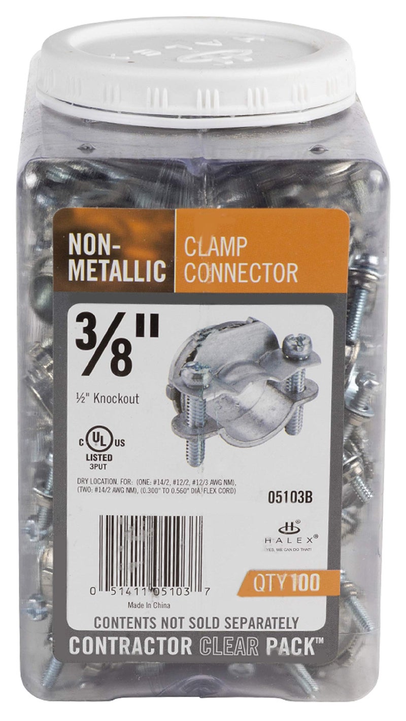 Halex â€“ 3/8 Inch Non Metallic Twin Screw Clamp Connectors â€“ 05103B â€“ 100 Per Pack - Image 2